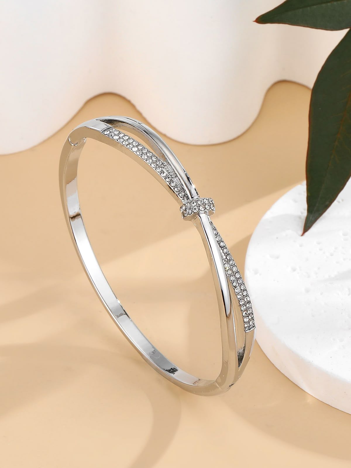 Crystal Grace Silver Bangle